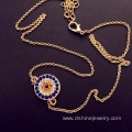 Gold Plated Crystal Alloy Evil Eye Collar Necklace